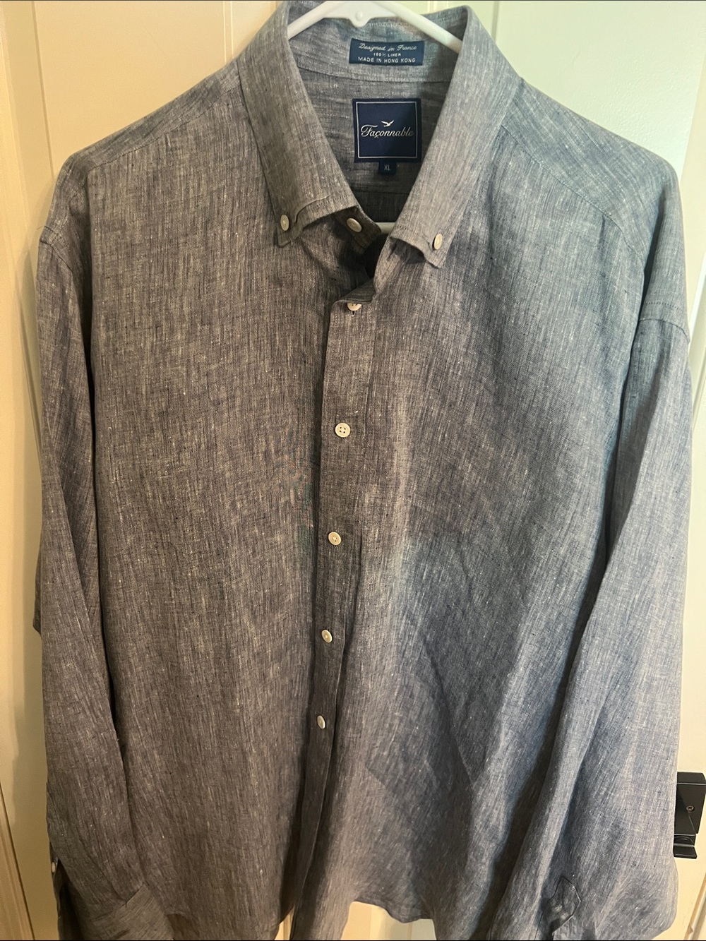 Faconnable Men’s Lightweight Linen Shirt in Heather Blue
